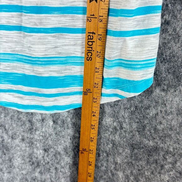 Vtg Express Y2K Burnout Tank Top Lace Back Yellow Teal Blue Stripes Womens XS - Picture 10 of 10